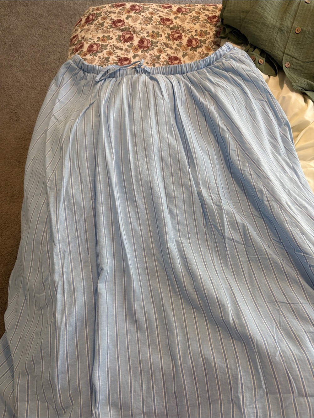 Blue striped maxi skirt